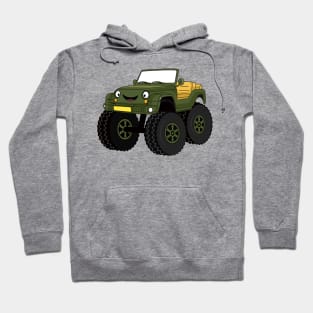 Green monster truck cartoon illustration Hoodie